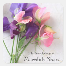 甘いエンドウテクスチャ紙蔵書票 スクエアシール