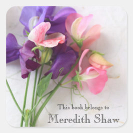 甘いエンドウテクスチャ紙蔵書票 スクエアシール