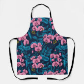 甘いエンドウ豆と(昆虫)マルハナバチ、ピンクとブルー エプロン (正面)