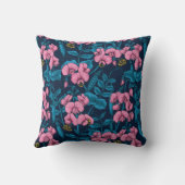 甘いエンドウ豆と（昆虫）マルハナバチ、ピンクとブルー クッション (裏面)