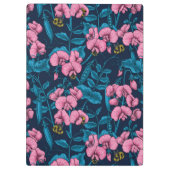 甘いエンドウ豆と（昆虫）マルハナバチ、ピンクとブルー クリップボード (裏面)