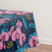 甘いエンドウ豆と（昆虫）マルハナバチ、ピンクとブルー テーブルクロス (インサイチュ)