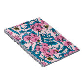 甘いエンドウ豆と（昆虫）マルハナバチ、ピンクとブルー ノートブック (右側)