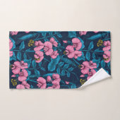 甘いエンドウ豆と（昆虫）マルハナバチ、ピンクとブルー バスタオルセット (ハンドタオル)