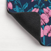 甘いエンドウ豆と（昆虫）マルハナバチ、ピンクとブルー マウスパッド (コーナー)