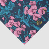 甘いエンドウ豆と（昆虫）マルハナバチ、ピンクとブルー 薄葉紙 (詳細)