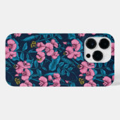 甘いエンドウ豆と（昆虫）マルハナバチ、ピンクとブルー iPhoneケース (裏面横)