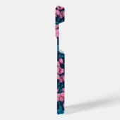 甘いエンドウ豆と（昆虫）マルハナバチ、ピンクとブルー iPhoneケース (左側面)