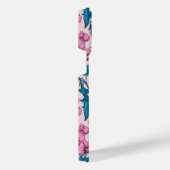 甘いエンドウ豆と（昆虫）マルハナバチ、ピンクとブルー iPhoneケース (右側面)