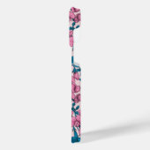 甘いエンドウ豆と（昆虫）マルハナバチ、ピンクとブルー iPhoneケース (左側面)