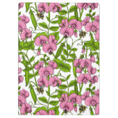 甘いエンドウ豆と（昆虫）マルハナバチ、ピンク、緑と白 クリップボード (裏面)