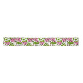 甘いエンドウ豆と(昆虫)マルハナバチ、ピンク、緑と白 サテンリボン (正面)