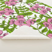 甘いエンドウ豆と（昆虫）マルハナバチ、ピンク、緑と白 シェルパブランケット (3/4)