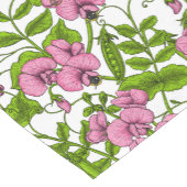 甘いエンドウ豆と（昆虫）マルハナバチ、ピンク、緑と白 ショートテーブルランナー (コーナー)