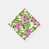 甘いエンドウ豆と（昆虫）マルハナバチ、ピンク、緑と白 スタンダードカクテルナプキン (角)