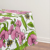 甘いエンドウ豆と（昆虫）マルハナバチ、ピンク、緑と白 テーブルクロス (インサイチュ)