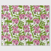 甘いエンドウ豆と（昆虫）マルハナバチ、ピンク、緑と白 ラッピングペーパー (フラット)