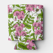 甘いエンドウ豆と（昆虫）マルハナバチ、ピンク、緑と白 缶クーラー (裏面)