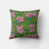 甘いエンドウ豆と（昆虫）マルハナバチ、緑とピンク クッション (裏面)