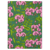 甘いエンドウ豆と（昆虫）マルハナバチ、緑とピンク クリップボード (裏面)