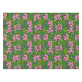 甘いエンドウ豆と（昆虫）マルハナバチ、緑とピンク テーブルクロス (正面(横))