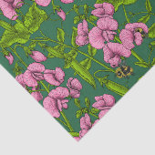 甘いエンドウ豆と（昆虫）マルハナバチ、緑とピンク 薄葉紙 (詳細)