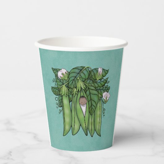 甘いエンドウ豆エスニックガーデンをテーマにしたベビーシャワー 紙コップ (正面)