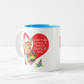 甘いオランダの女の子のヴィンテージのチューリップMeisje及びハート ツートーンマグカップ (正面左)