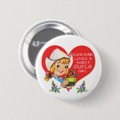 甘いオランダの女の子のヴィンテージのチューリップMeisje及びハート 缶バッジ (正面&裏面)