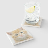 甘いオレンジの虎猫 ストーンコースター (横)