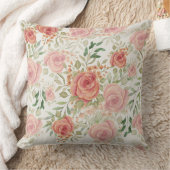 甘いオレンジ色のライトと赤面バラ水色 クッション (ブランケット)