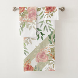 甘いオレンジ色のライトと赤面バラ水色 バスタオルセット