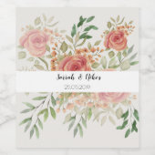 甘いオレンジ色のライトと赤面バラ水色 ワインラベル (シングルラベル)