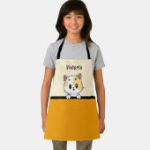 甘いオレンジ色の子猫と名前をカスタムするキッズ エプロン (インサイチュ)