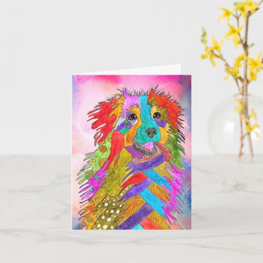 甘いオーストラリアの羊飼いのグリーティングカード カード (黄色い花)