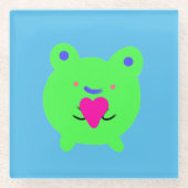 甘いカエルハート ガラスコースター (正面)