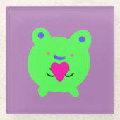 甘いカエルハート ガラスコースター (正面)