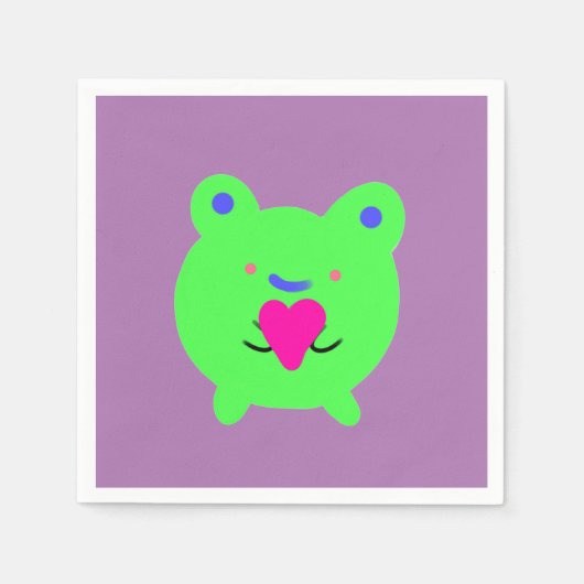 甘いカエルハート スタンダードカクテルナプキン (正面)