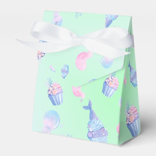 甘いカップケーキとマーメイドハッピーバースデーガール フェイバーボックス (正面サイド)
