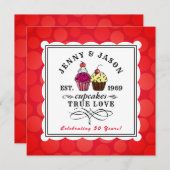 甘いカップケーキのおもしろいな第50金記念日 招待状 (正面/裏面)