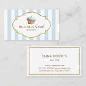 甘いカップケーキのベーカリーのペーストリー作りの職人のミントの青い縞 名刺 (正面/裏面)