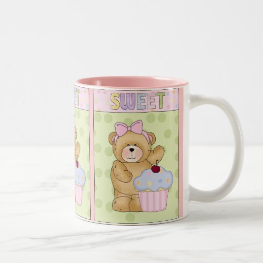 甘いカップケーキのマグの食糧 ツートーンマグカップ (右)