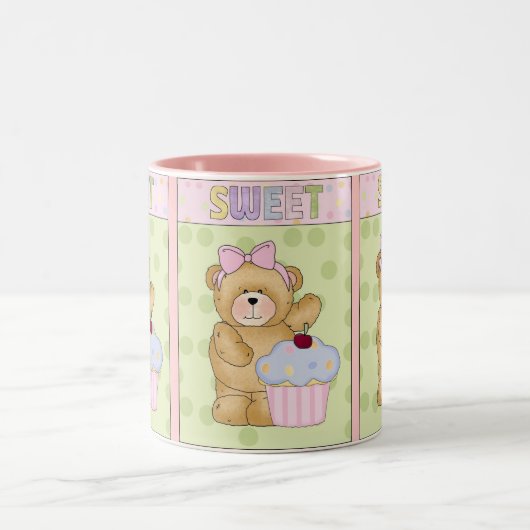 甘いカップケーキのマグの食糧 ツートーンマグカップ (中央)