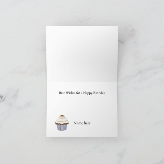 甘いカップケーキの誕生日の挨拶状 カード (内部)