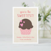 甘いカップケーキキキッズクラスルームのバレンタインカード エンクロージャーカード (スタンド正面)