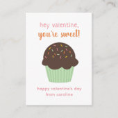甘いカップケーキキキッズクラスルームのバレンタインカード エンクロージャーカード (正面)