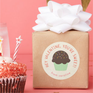 甘いカップケーキキキッズクラスルームのバレンタインデーパーティー ラウンドシール