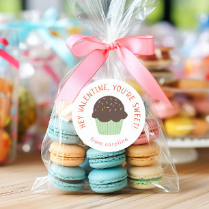 甘いカップケーキキキッズクラスルームのバレンタインデーパーティー ラウンドシール