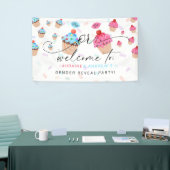 甘いカップケーキジェンダーのリビールパーティーへようこそ 横断幕 (トレードショー)