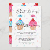 甘いカップケーキジェンダーリビールパーティー 招待状 (正面/裏面)